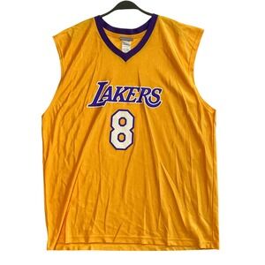 Vintage NBA Los Angeles Lakers Kobe Bryant 8 Jersey Men 2XL Yellow Purple V-Neck